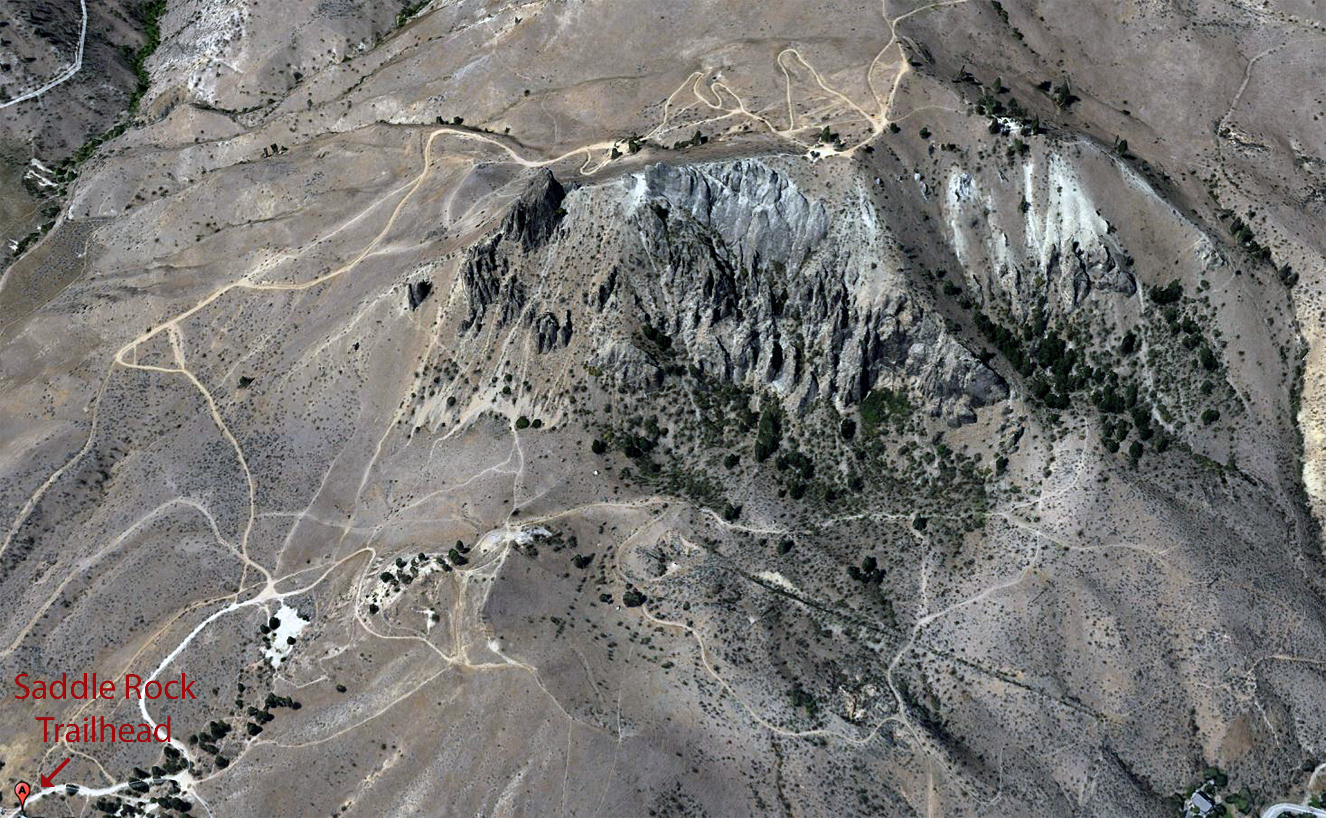 aerial view of saddle rock
