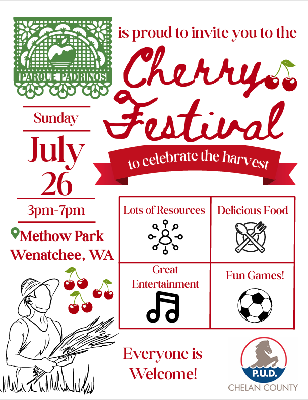 Cherry Festival flyer. July 26th from 3-7pm at Methow Park