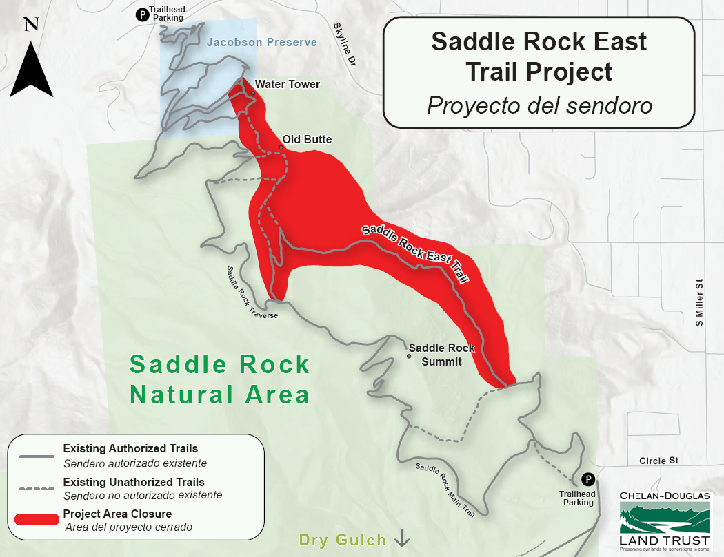Map showing closure of East Trail